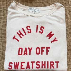 Wildfox Cream and Red Day Off Sweater